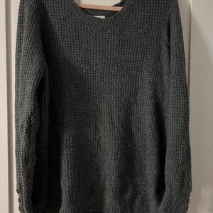 Maurices Charcoal Gray Scoop Neck Waffle Knit Sweater